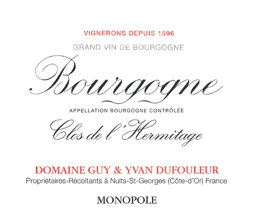 etiquette dufouleur vin de bourgogne