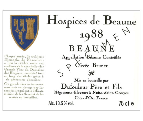 etiquette dufouleur vin de bourgogne